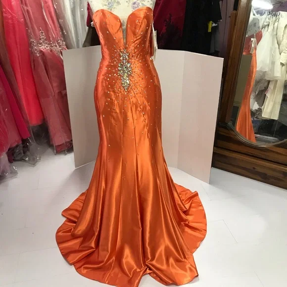 Homecoming dress Tony Bowls corset orange size 4 - Picture 2 of 8